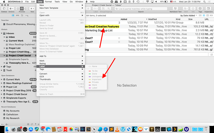 Cannot label datebases but can label groups
