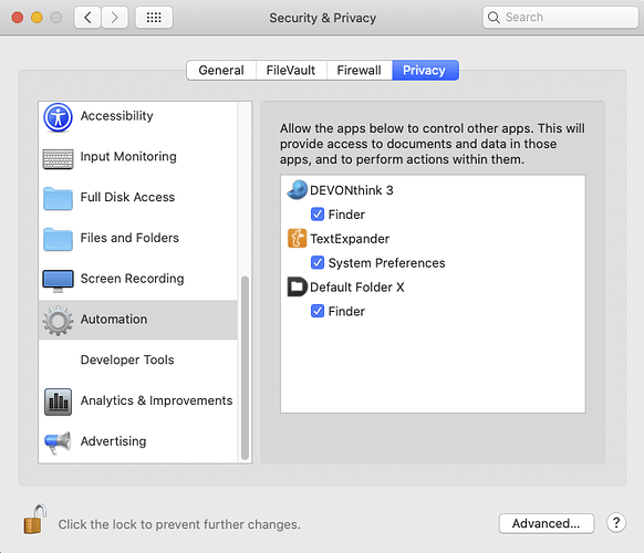 Automation settings MacMini