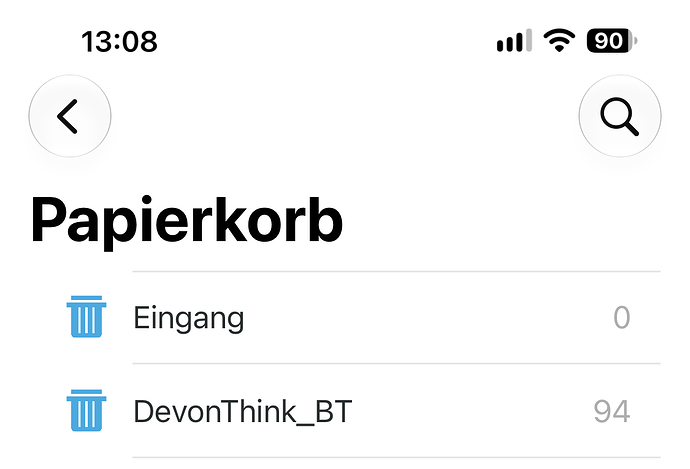Devonthink to Go 4.2.3_Ansicht Papierkorb
