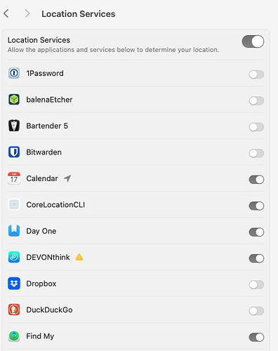 DEVONthink Location Services - issue