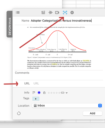 URL field for Screen Capture Tab