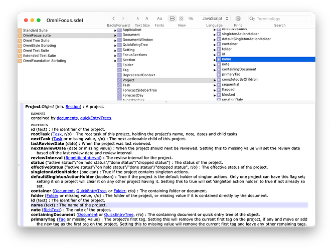 OmniFocus Dictionary
