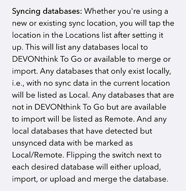 Manual: Sync Basics > Syncing databases
