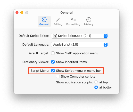 Enable global Script menu
